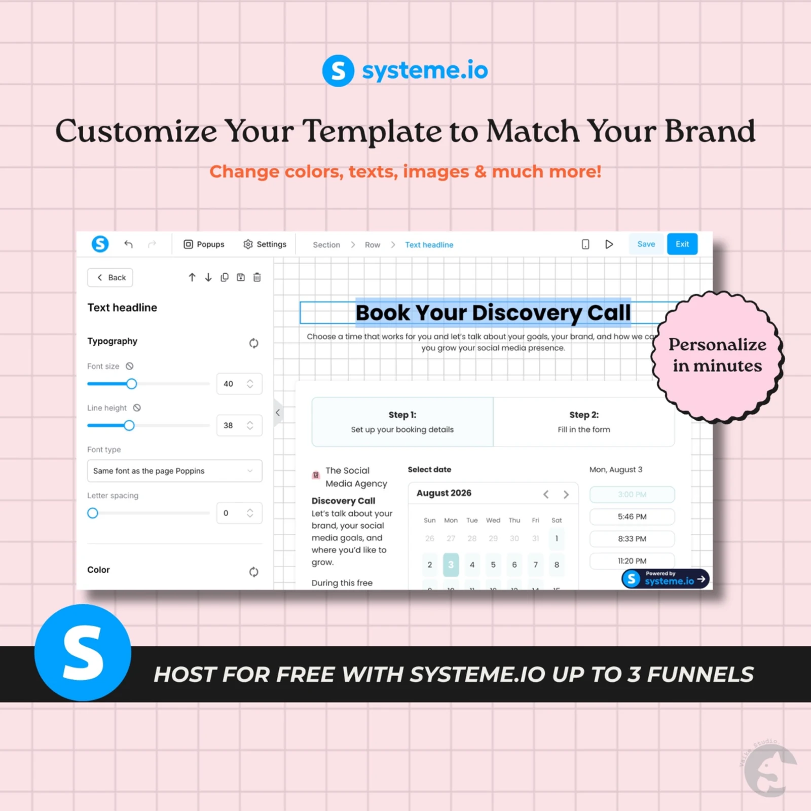 Customize the funnel in Systeme.io