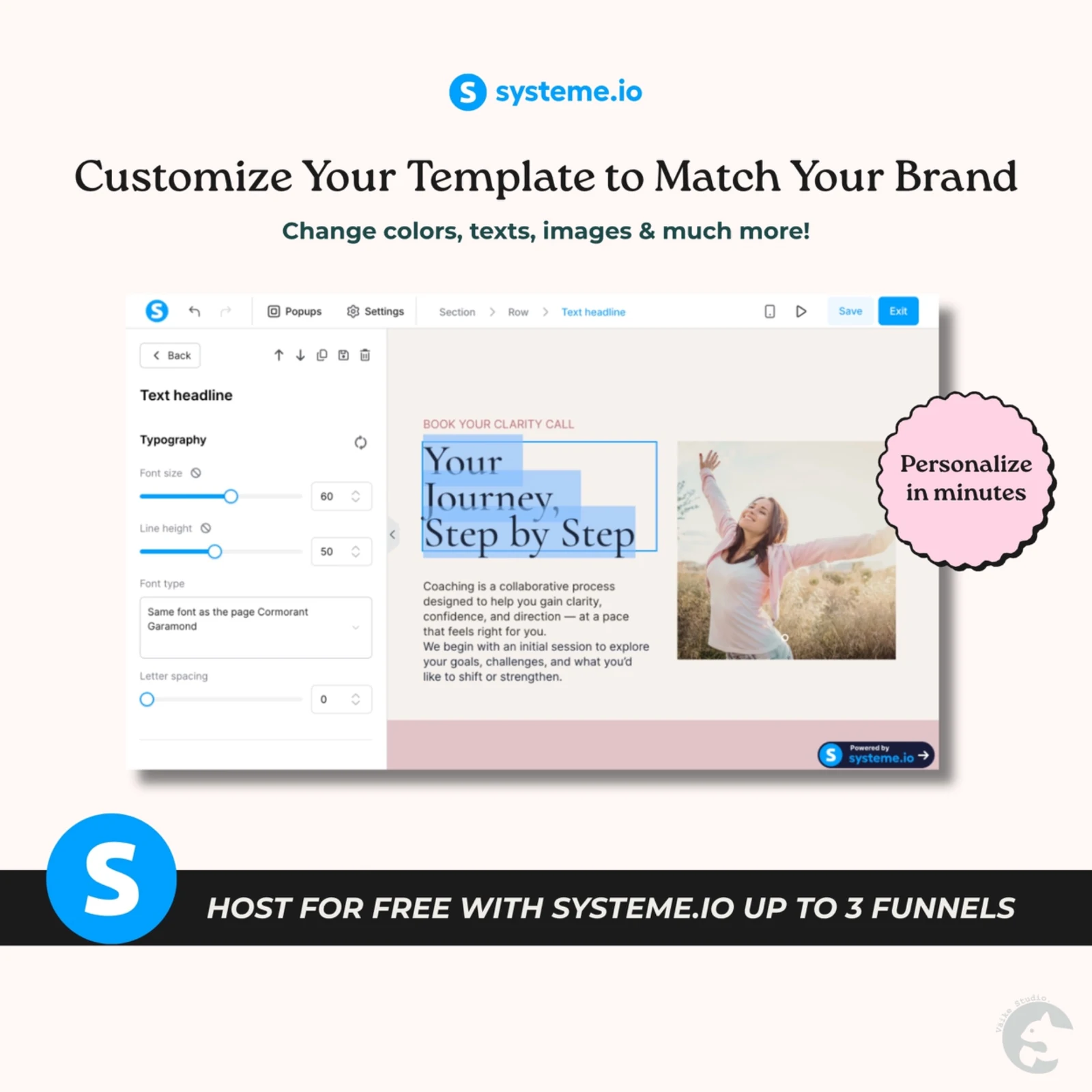 Customize your funnel in Systeme.io