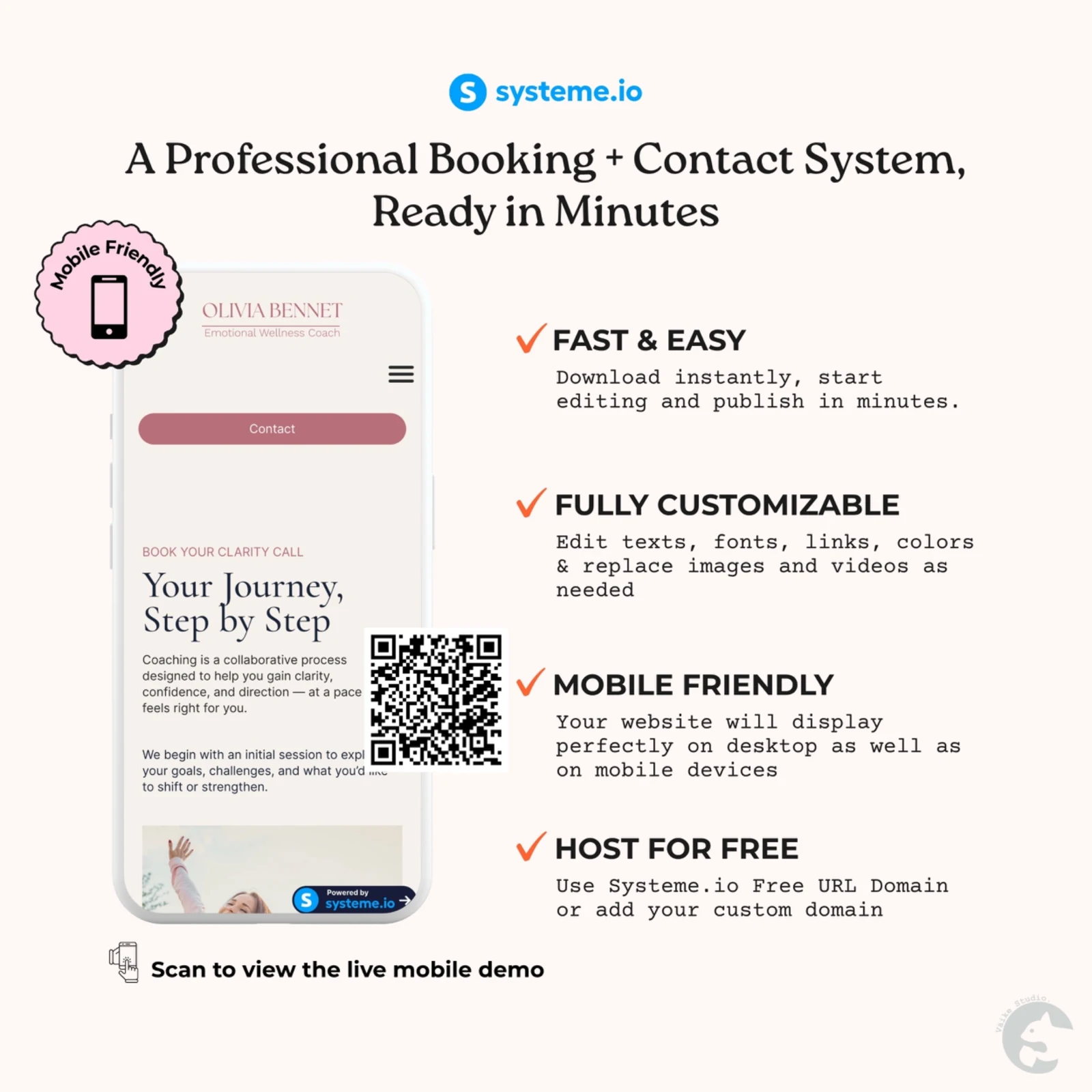 Booking and contact features