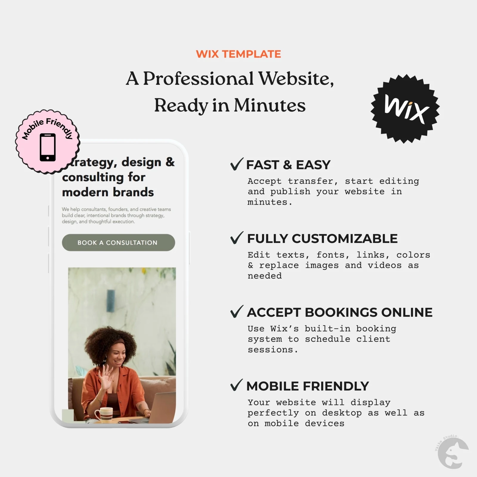 Wix consulting website features