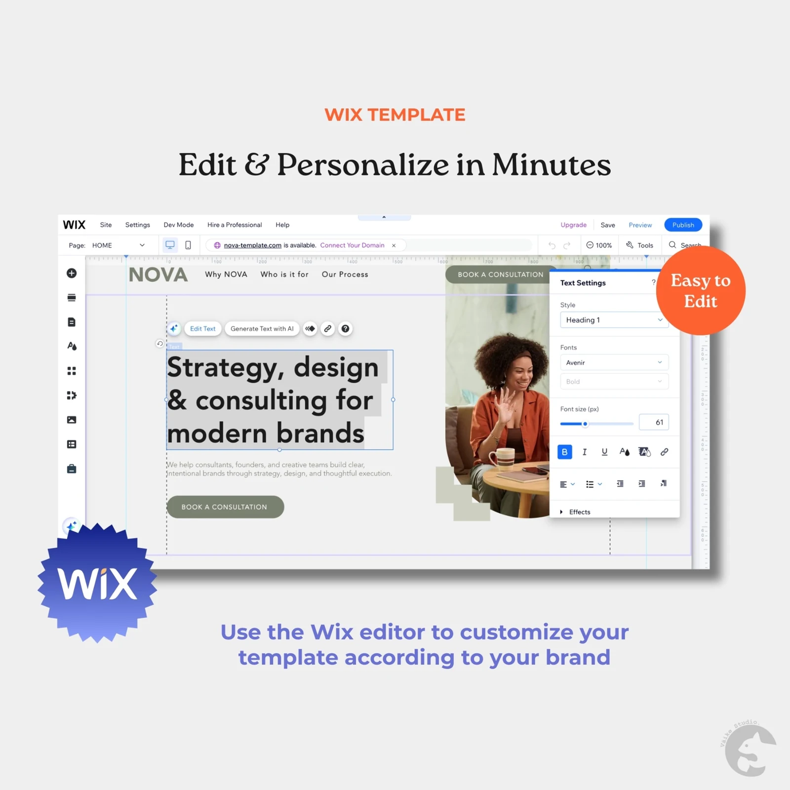 Edit and personalize your website in Wix Editor