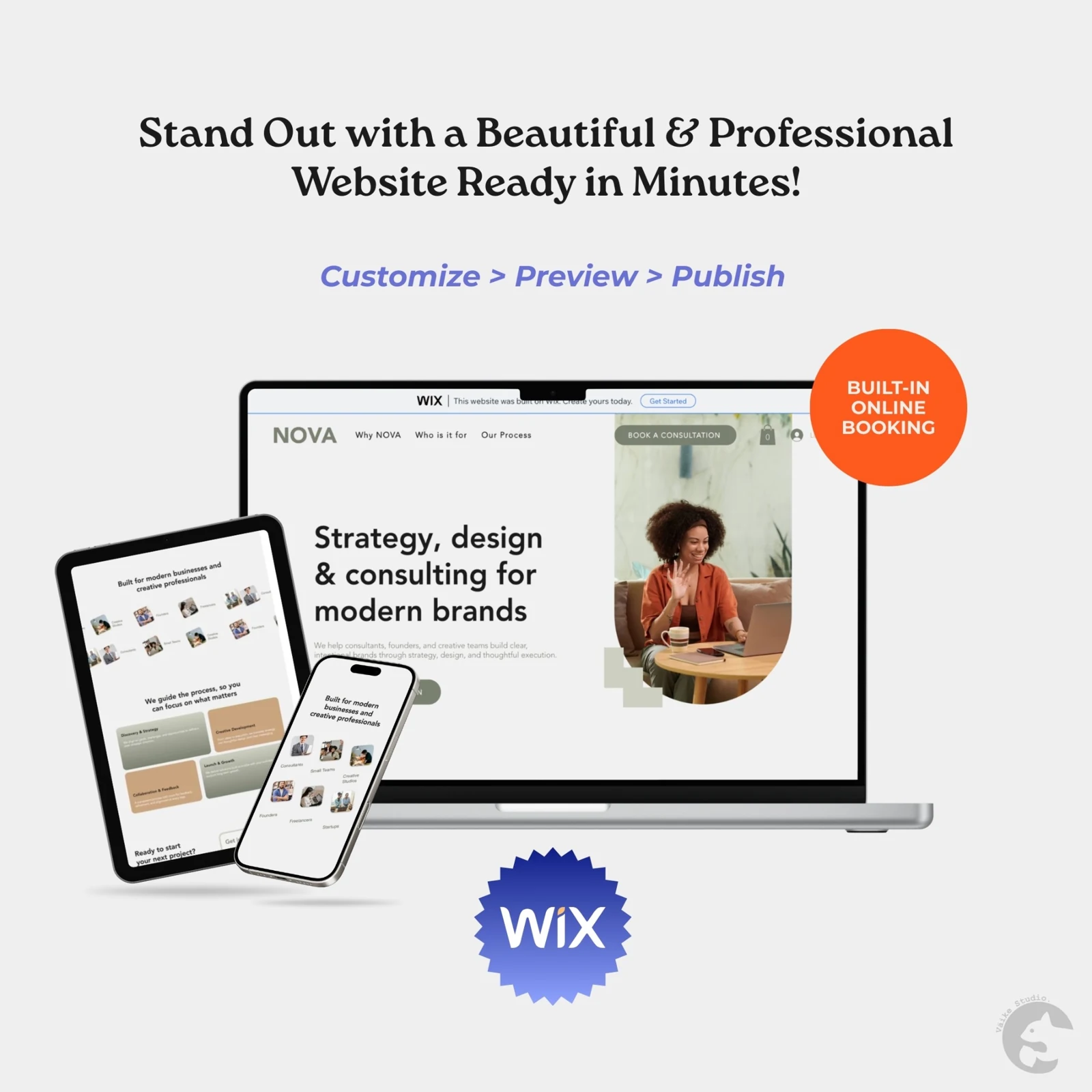 Customize, preview and publish your consulting website