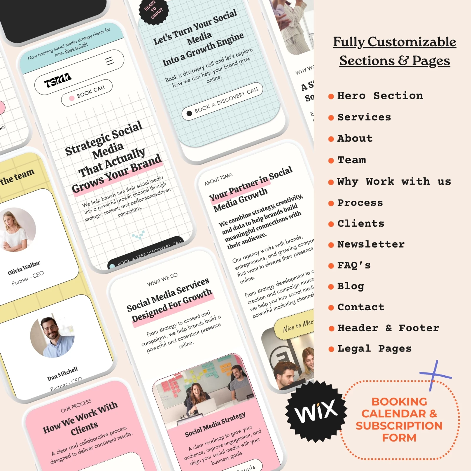 Included website pages and sections
