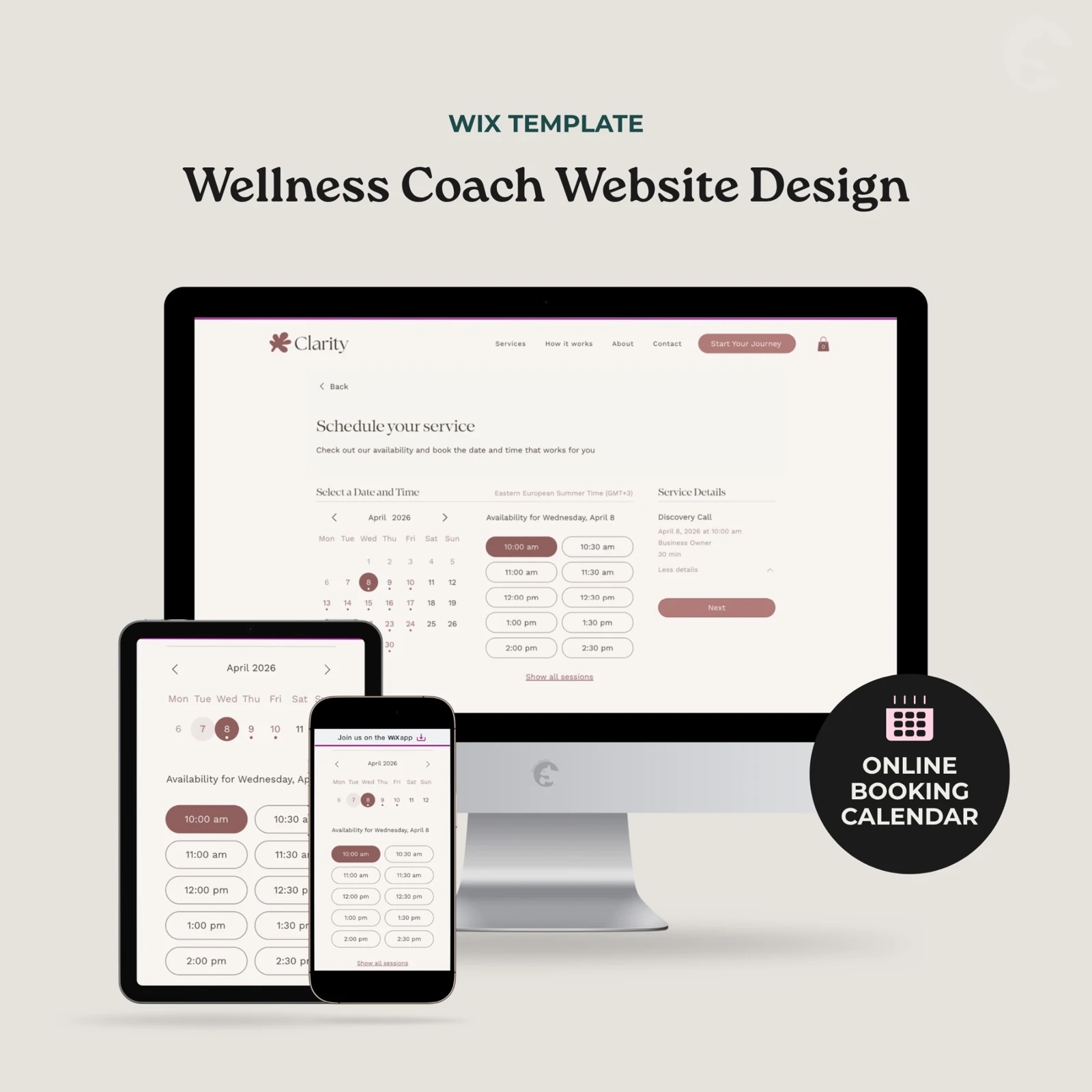 Online booking calendar across desktop and mobile