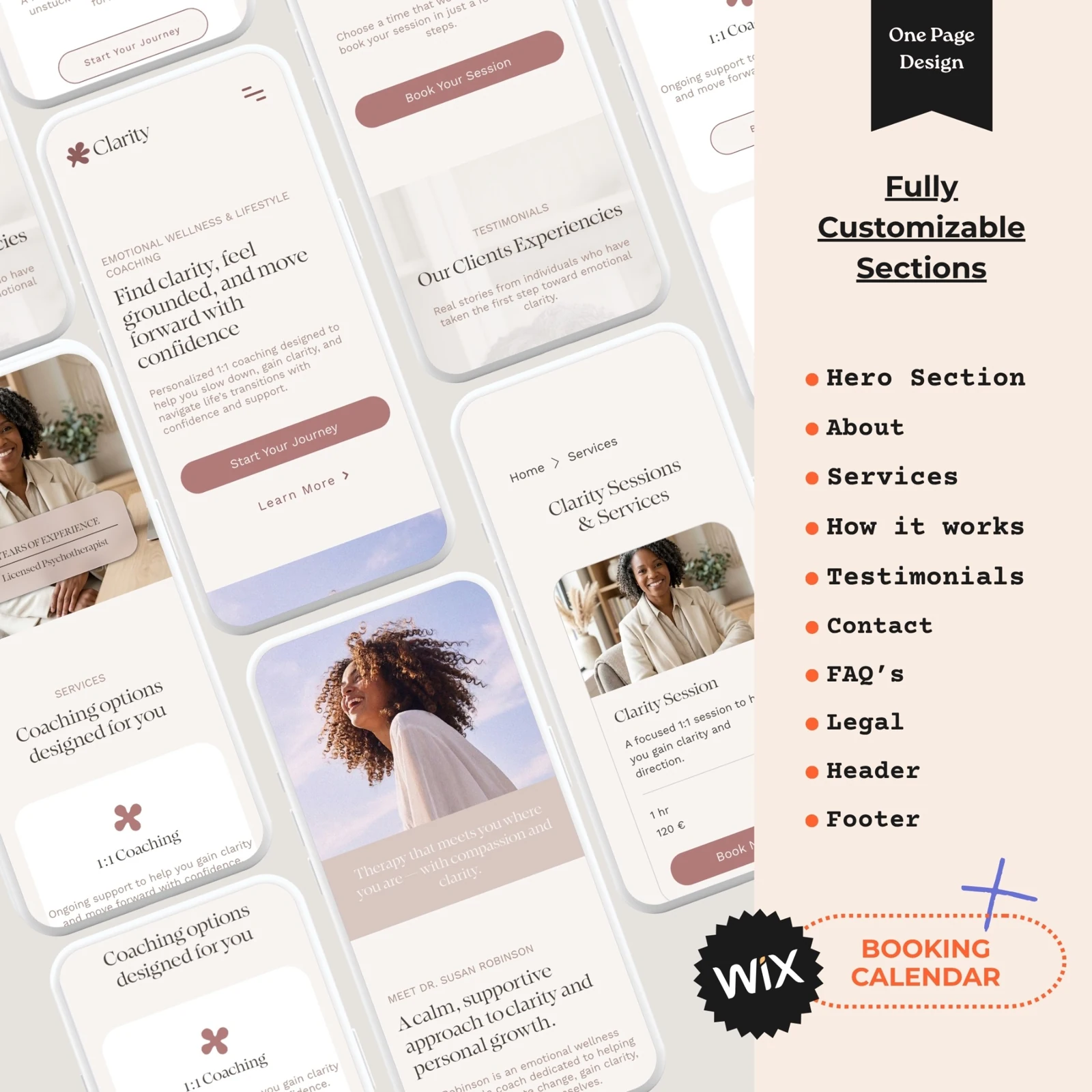 Included website sections and legal page
