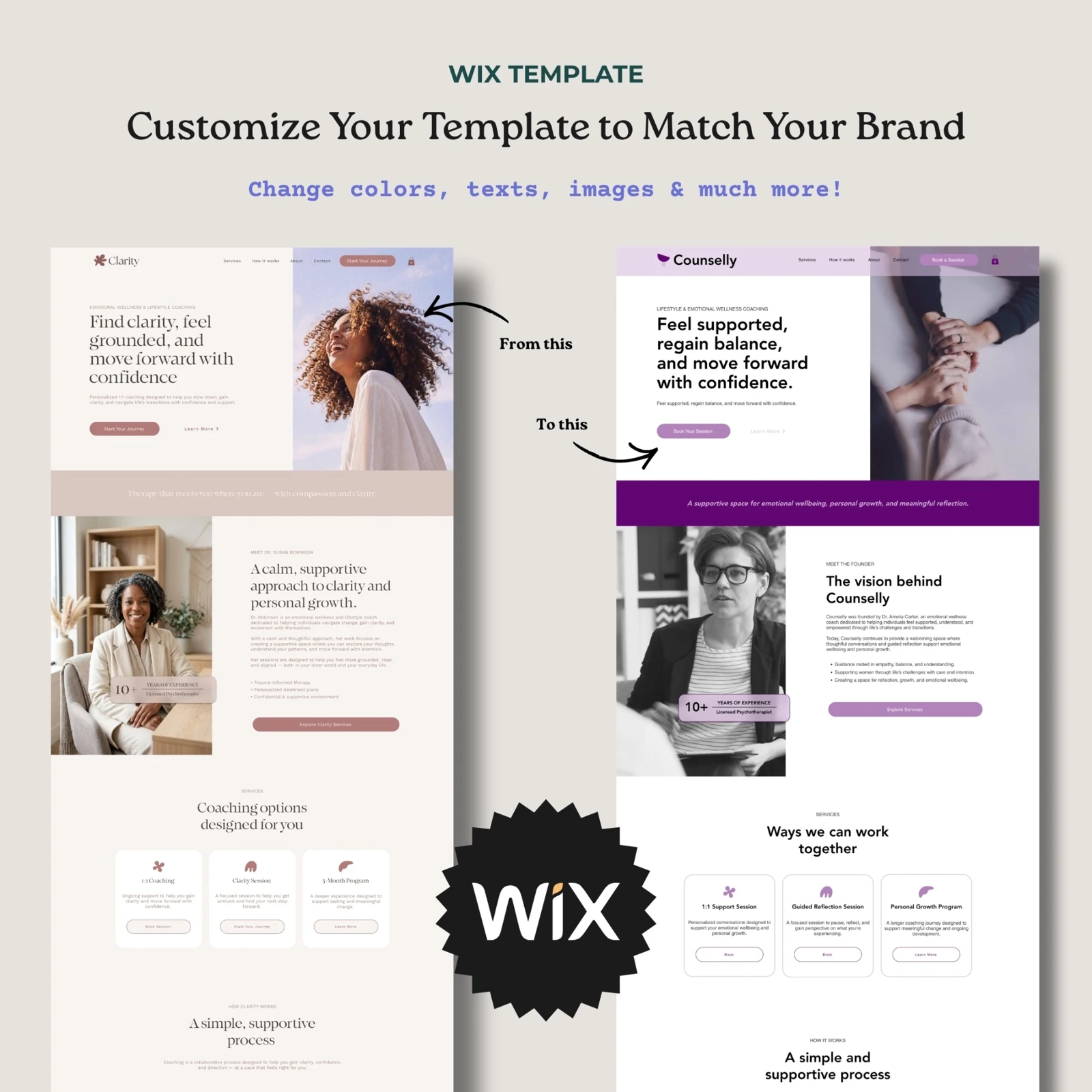 Customize colors, text and images for your brand
