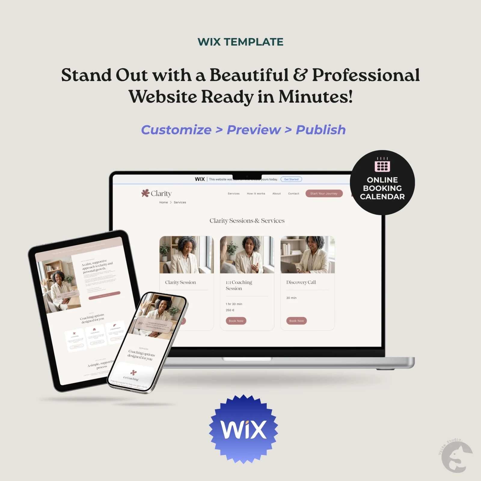 Customize, preview and publish your wellness website